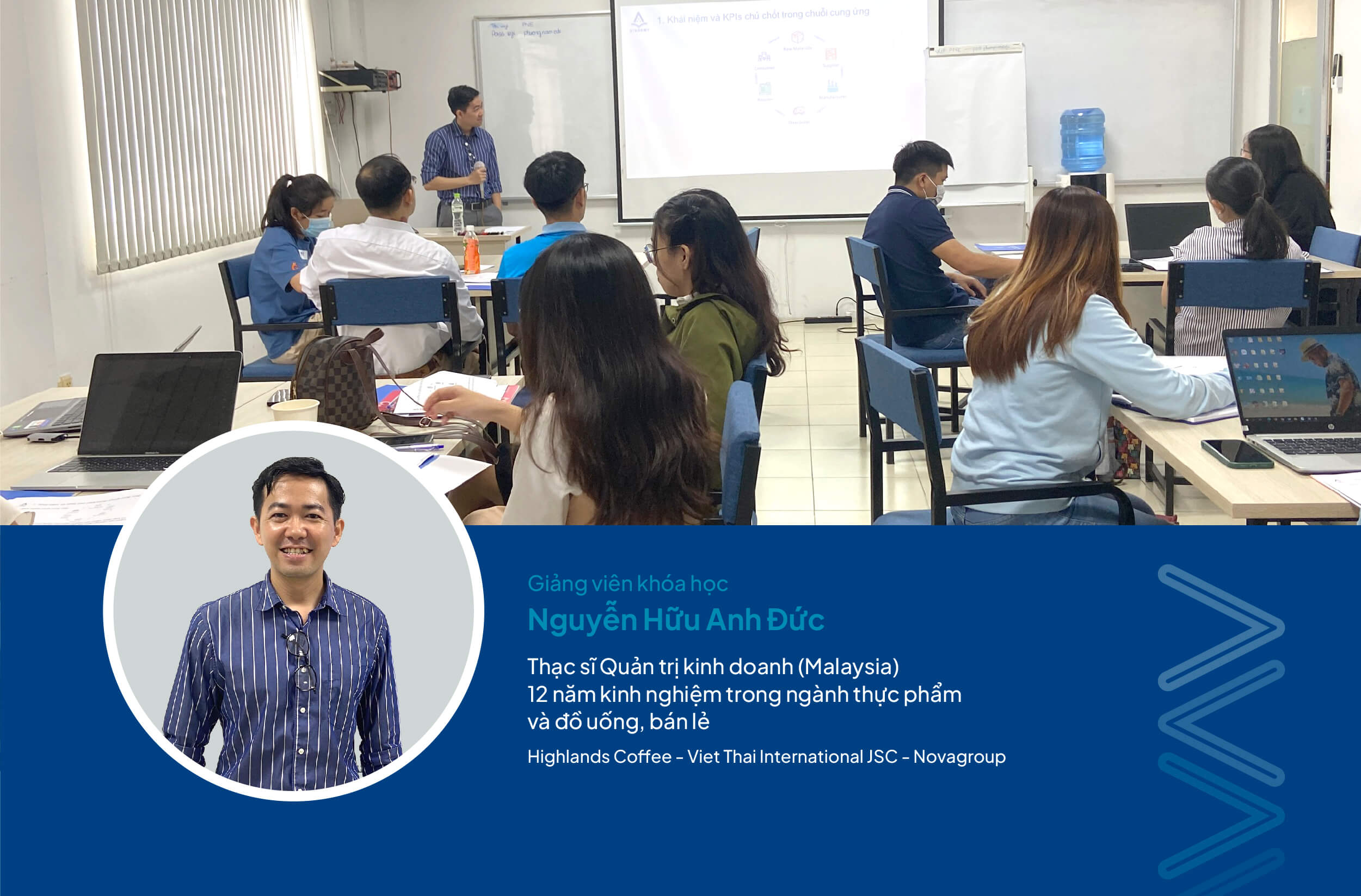 Giảng viên Th.S Nguyễn Hữu Anh Đức với 12 năm kinh nghiệm trong ngành thực phẩm, đồ uống và bán lẻ